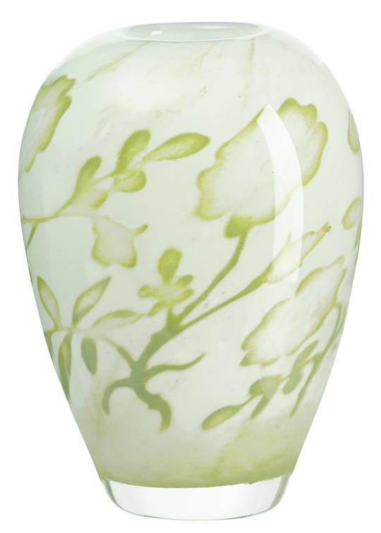 ArtGlass Floating Flowers Green Vase